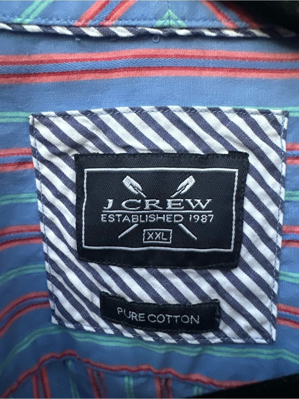 J. Crew Men's Multicolor Striped Button-Down Shirt (Blue & Pink)